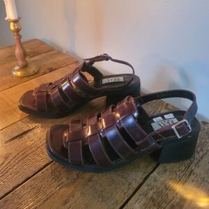 Vintage Leather Espadrilles Sandals